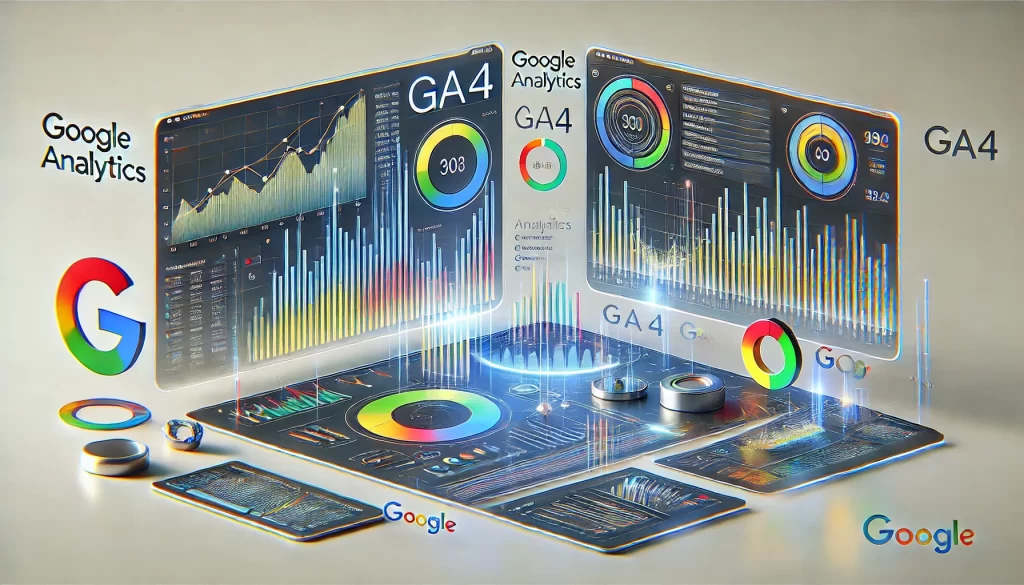 Modern-digital-dashboard-showcasing-GA4-updates-with-charts-graphs-and-data-visualizations.